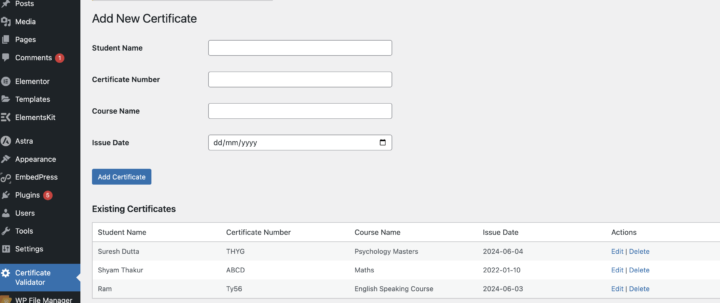 certificate verification online plugin